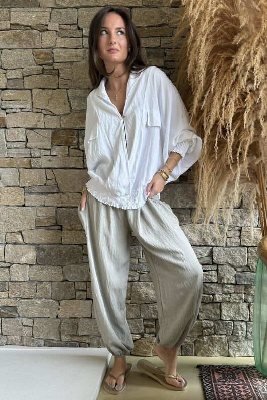 Basso Shirring Balloon Pant Taupe 